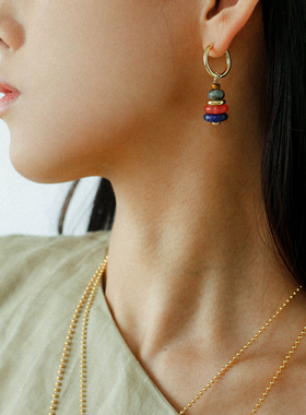 原创天然石许愿塔吊坠项链耳环