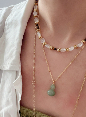 新中式东风设计东陵玉葫芦项链女