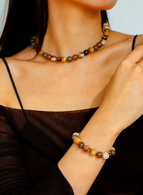 美拉德色系天然石串珠手链手串