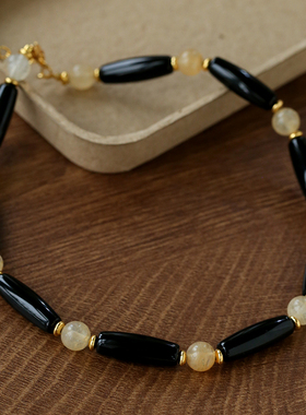 新中式高级感气质黑玛瑙串珠项链