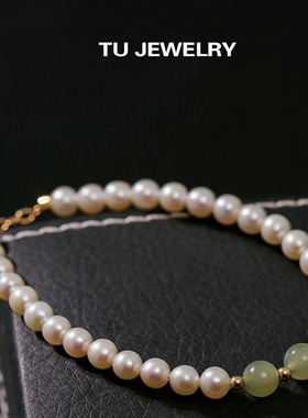 14K包金天然淡水珍珠玉石手链女