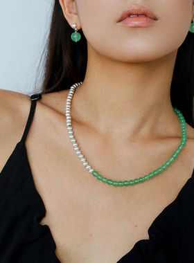 新中式东陵玉拉丝球项链手链耳环