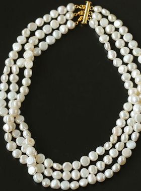 复古法式天然巴洛克珍珠项链