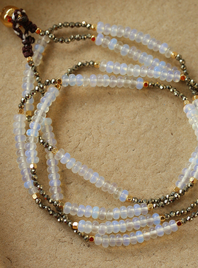 小众设计蛋白石金矿石串珠项链