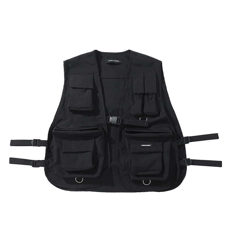 丛林老虎美式多口袋机能马甲男街头潮牌百搭宽松黑色工装战术背心,淘宝优惠券,粉丝福利购,淘宝优惠卷