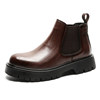 Chelsea boots men's summer breathable leather brown short boots