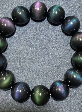 黑曜石收藏级男士貔貅冰彩手串