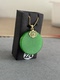Genuine natural Burmese jadeite A-grade ice seed Yang green Wushi brand pendant 18k gold inlaid female jade pendant necklace