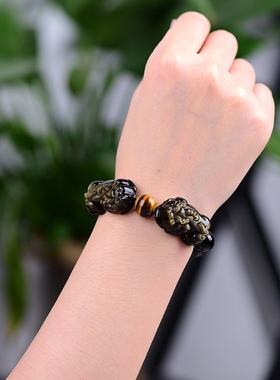 黑曜石貔貅手链本命年礼物