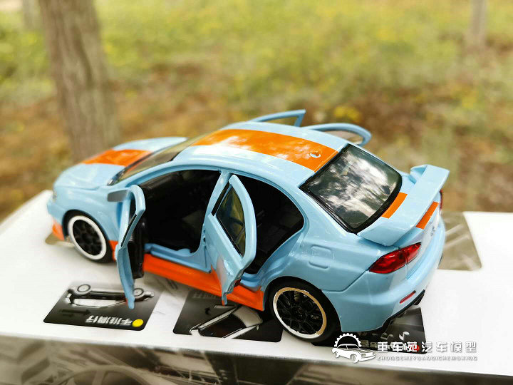 JACKIEKIM 1/32 三菱EVO十代  Gulf 海湾石油 蓝瑟evo X合金车模 - 图1