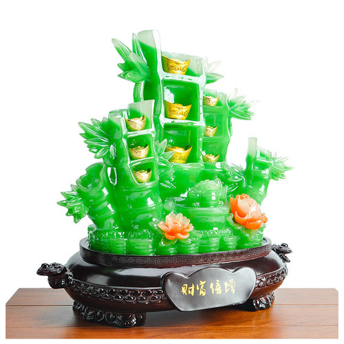 淘金苑金蟾仿玉竹子节高财富倍增家居树脂乔迁开业客厅招财竹摆件 - 图0