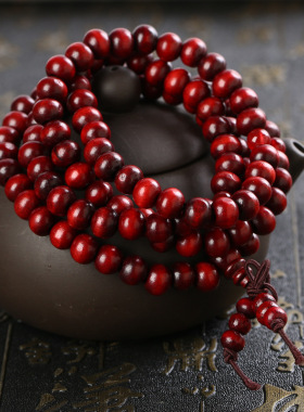 淘金苑男女红紫檀木108佛珠手链中国风佛弟子216念珠手串链礼品