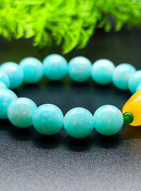天然莫桑比克天河石手串原矿蜜蜡蓝色手链男