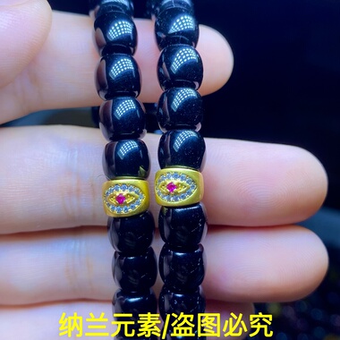 天然巴西黑玛瑙手串手链女