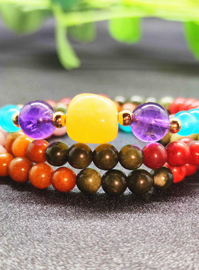 阿拉善玛瑙七彩沙漠戈壁玉手串