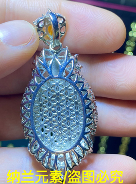 天然冰种绿玉髓吊坠女士鸽子蛋大蛋面翡翠色项链镀银豪华镶嵌挂件