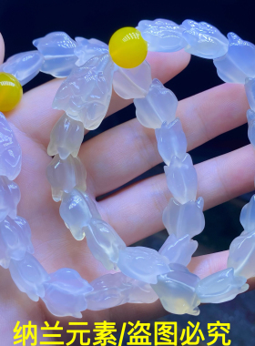 天然冰种玛瑙玉髓雕刻蛇骨手串手链男女款