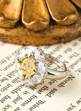 意大利WF撞色超闪锆石戒指女小众高级ins轻奢冷淡风精致食指指环