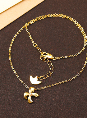 法式时尚新款蝴蝶结吊坠项链简约高级感精致超仙气质颈链锁骨