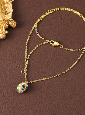 原创时尚简约小彩蛋吊坠项链秋冬高级轻奢小众毛衣链女百搭锁骨