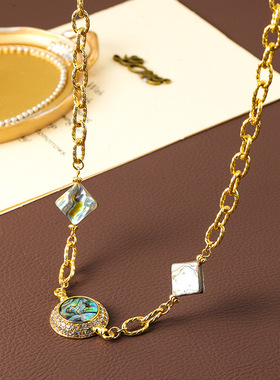 青岛饰品欧美ins跨境粗链时尚鲍鱼贝项链高级感小众女士项链颈链