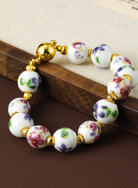 创意森系民族风陶瓷手串手链夏季女高级感饰品项链手链套装批发