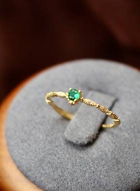 925纯银18k祖母绿锆石戒指