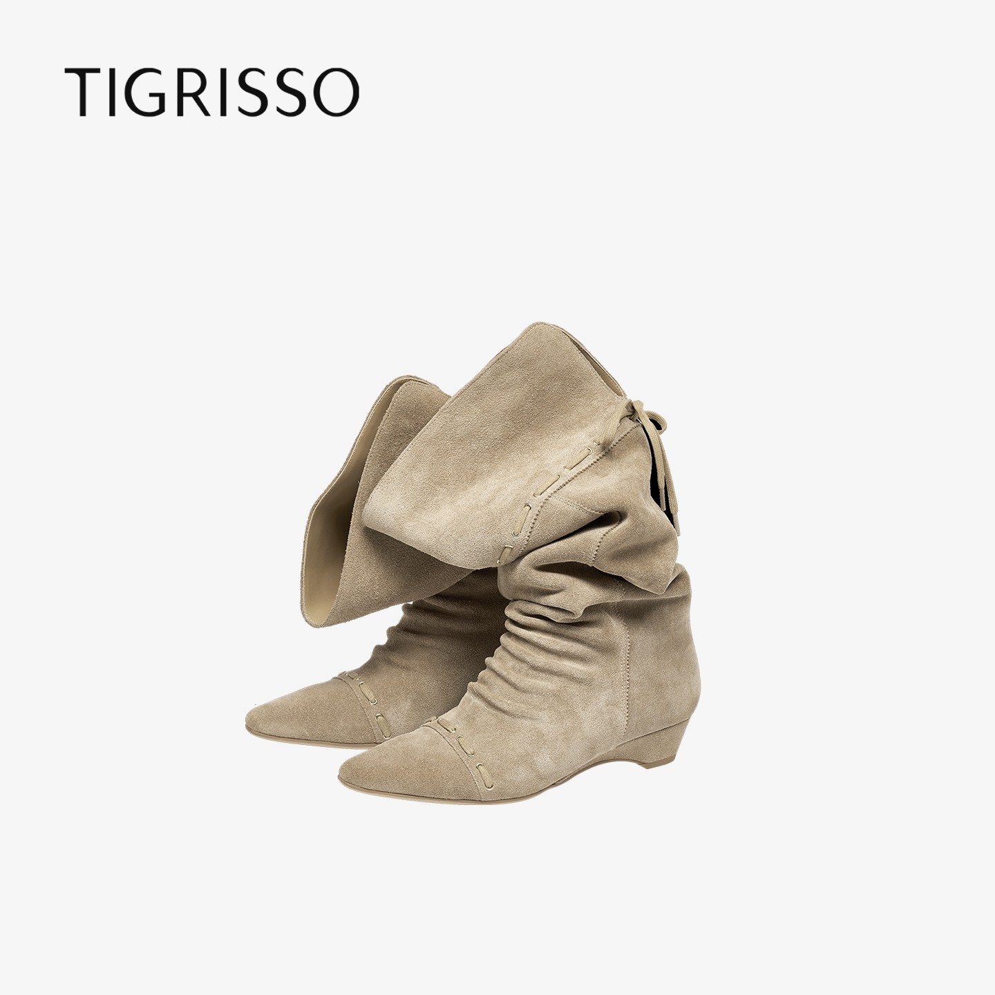 蹀愫2025年秋冬新款增高3.5游牧堆堆靴西部骑士长靴TA65874-50,淘宝优惠券,粉丝福利购,淘宝优惠卷