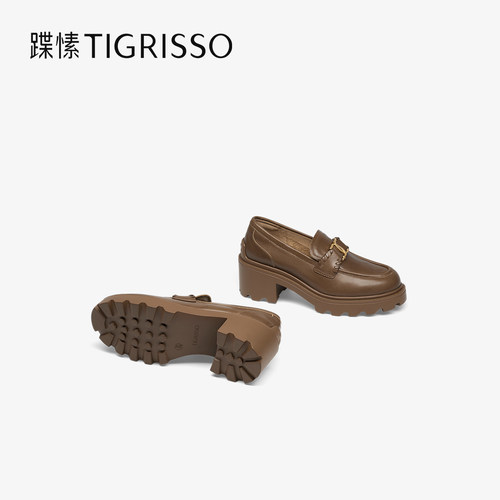 蹀愫厚底增高7CM高跟乐福鞋粗跟小皮鞋TA65131-52 - 图3