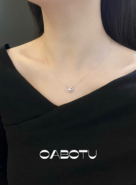 玫瑰锆石项链 原创设计轻奢爱情项链白金玫瑰人生镂空锁骨链礼物