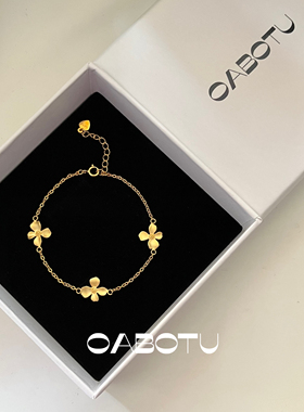 桂花手链 925纯银人间富桂花朵三花仿黄金手链手饰手串送女友礼物