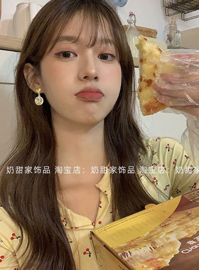 甜美减龄少女感黄色螺旋耳夹耳环