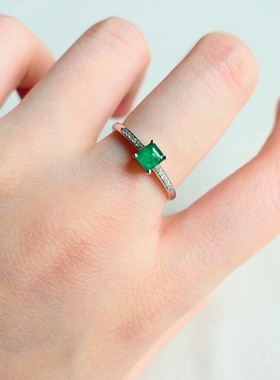 天然哥伦比亚祖母绿戒指18K金