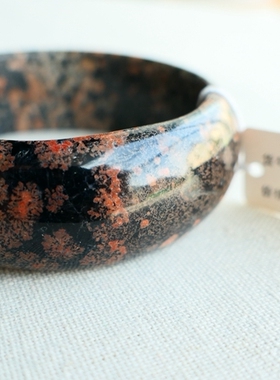 天然巴西雪花黑曜石冰种手镯