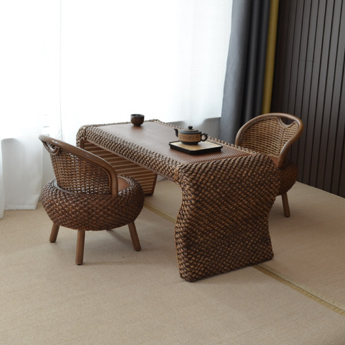 阳台藤编茶桌椅组合家用喝茶休闲茶几小户型简约茶艺功夫茶台桌子 - 图3