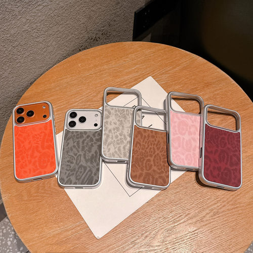 百搭爆款适用于苹果17promax手机壳简约高级感皮质豹纹轻奢风iphone16个性大孔15全包防摔14ins13男女情侣款 - 图0