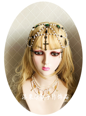 洛丽塔水钻十字架暗黑欧美风发饰