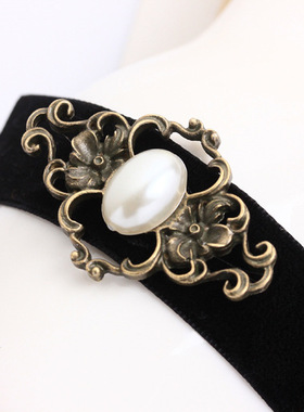 原宿黑丝绒金属脖颈朋克风锁骨链