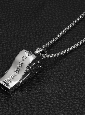 蹦迪嘻哈精品古典图腾吹响钛钢链