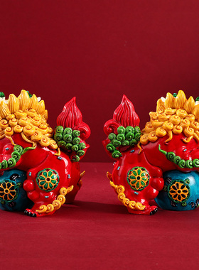 冷瓷石狮子龙中式中国风桌面摆件创意家居装饰小摆设中式创意礼品