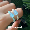 OkFineyard natural aquamarine Pixiu ring for women to attract wealth and good luck niche design crystal beaded index finger ring