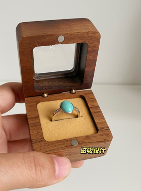 OkFineyard原木胡桃木戒指收纳盒子复古高级感结婚对戒饰品盒送礼