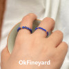 OkFineyard natural lapis lazuli beaded ring women's niche design plain ring tail ring white high-end index finger ring