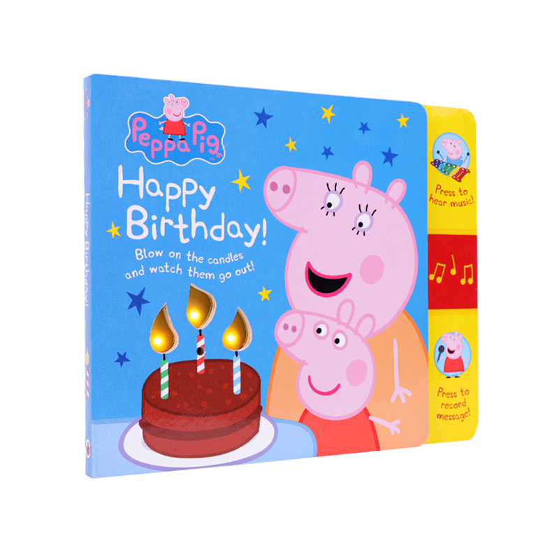 凯迪克图书 peppa pig 小猪佩奇生日书 蜡烛趣味发声书 英文原版绘本 英语启蒙 - 图0