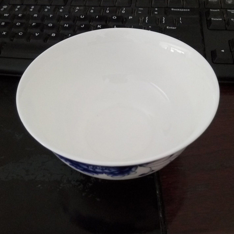 5寸碗家用10个景德镇陶瓷碗骨瓷高脚米饭碗青花瓷釉中彩碗具套装