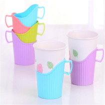 Plastic Cup Holder Disposable Paper Cup Holder office Cup holder Cup Thickened Thermal Insulation Tea Holder anti-scalding hand paper mug cover