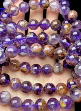 天然梦幻紫幽灵水晶灵石手链情侣