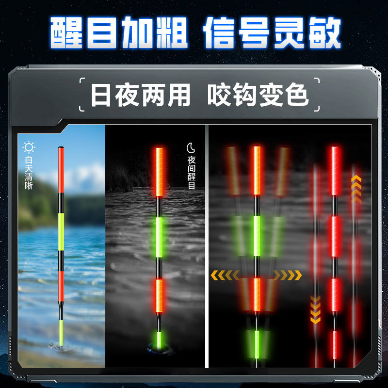 小凤仙碳素夜光漂咬钩变色浮漂醒目高灵敏鲢鳙大物鲫鲤电子漂鱼漂 - 图1