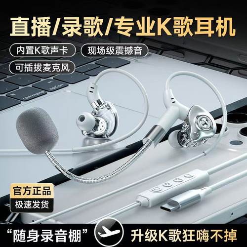 K歌耳机变声DSP芯片有线录歌直播游戏降噪数字接口耳返声卡新款 - 图0