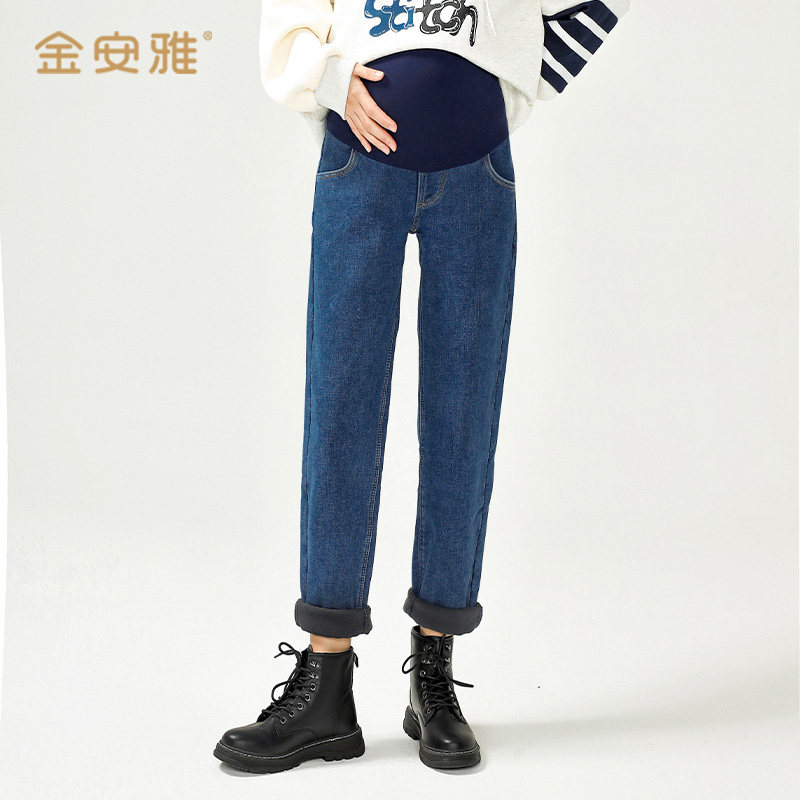 孕妇裤子女秋冬外穿2021新款牛仔裤 金安雅孕妇打底裤